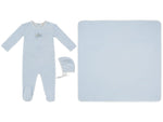 Bunny Stripe Footie, Hat & Blanket Set - Blue by KIPP™ Collection