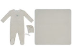 Bunny Stripe Footie, Hat & Blanket Set - Stone by KIPP™ Collection