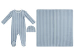 Atelier Cable Footie, Hat & Blanket Set - Blue by KIPP™ Collection