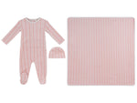 Atelier Cable Footie, Hat & Blanket Set - Pink by KIPP™ Collection