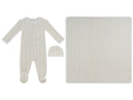 Atelier Cable Footie, Hat & Blanket Set - White by KIPP™ Collection