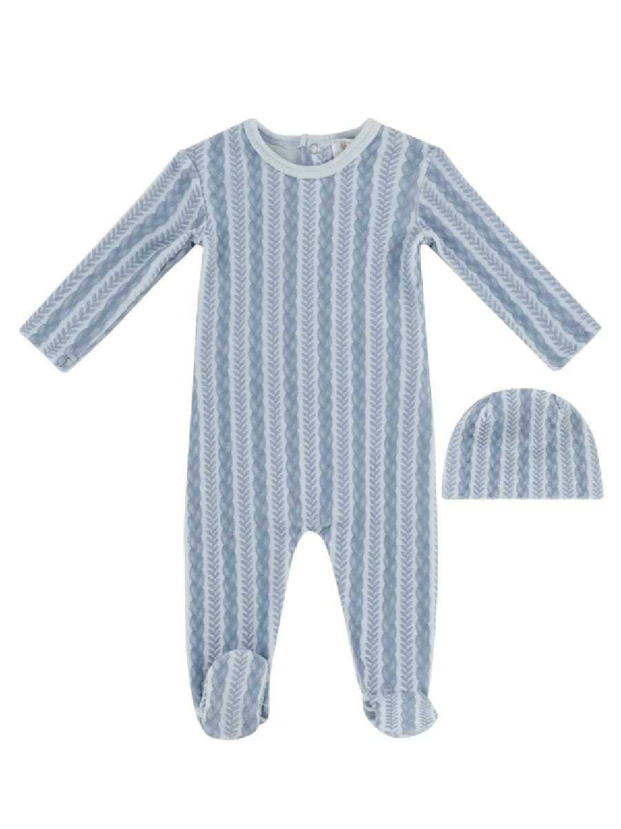 Atelier Cable Footie & Hat Set - Blue by KIPP™ Collection