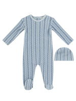 Atelier Cable Footie & Hat Set - Blue by KIPP™ Collection