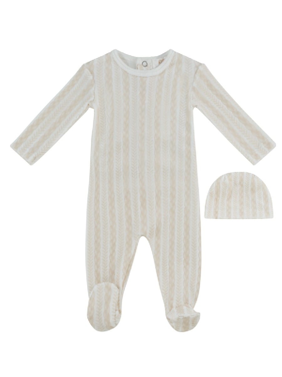 Atelier Cable Footie & Hat Set - White by KIPP™ Collection
