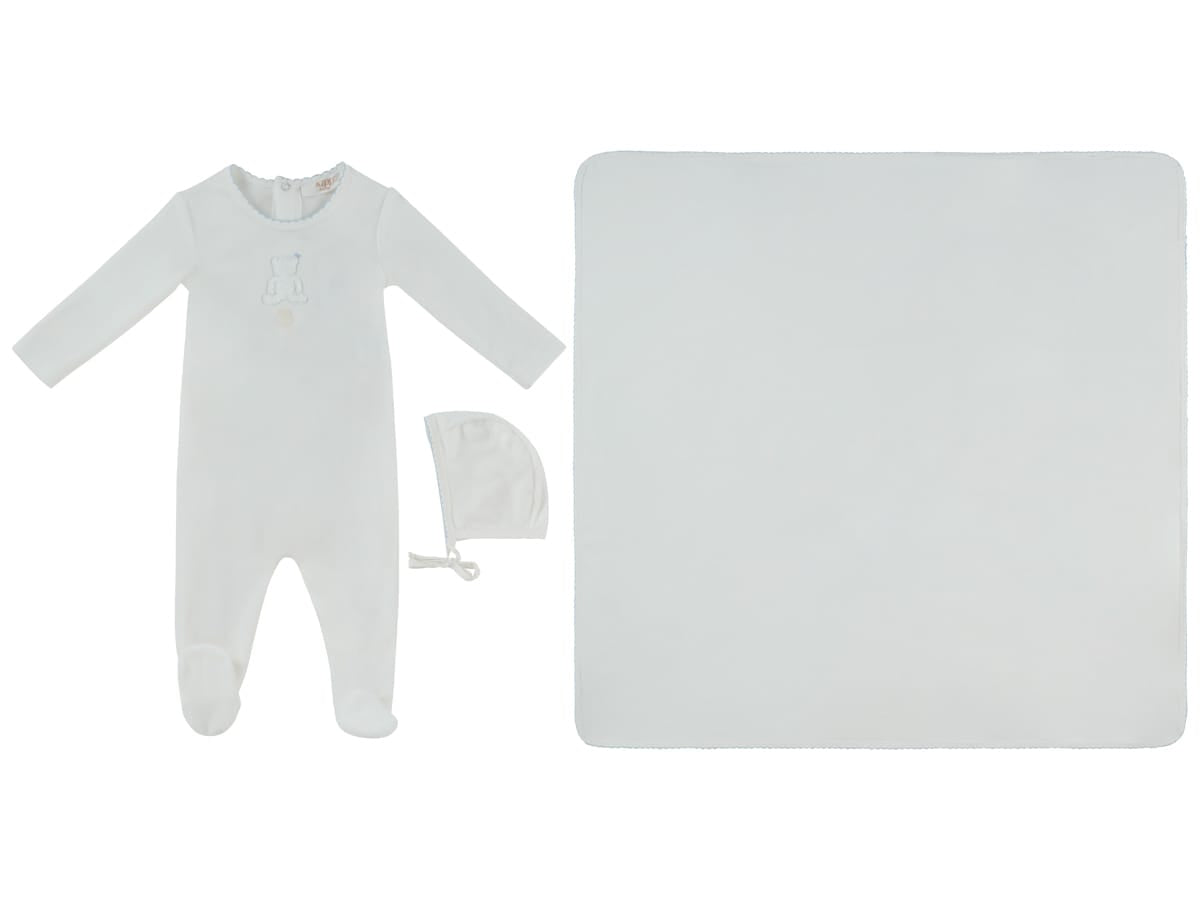 Fur Ever Yours Footie, Hat & Blanket Set - Blue by KIPP™ Collection