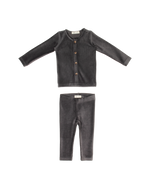 Gia Velour Rib Set - Charcoal by Crew Kids NY