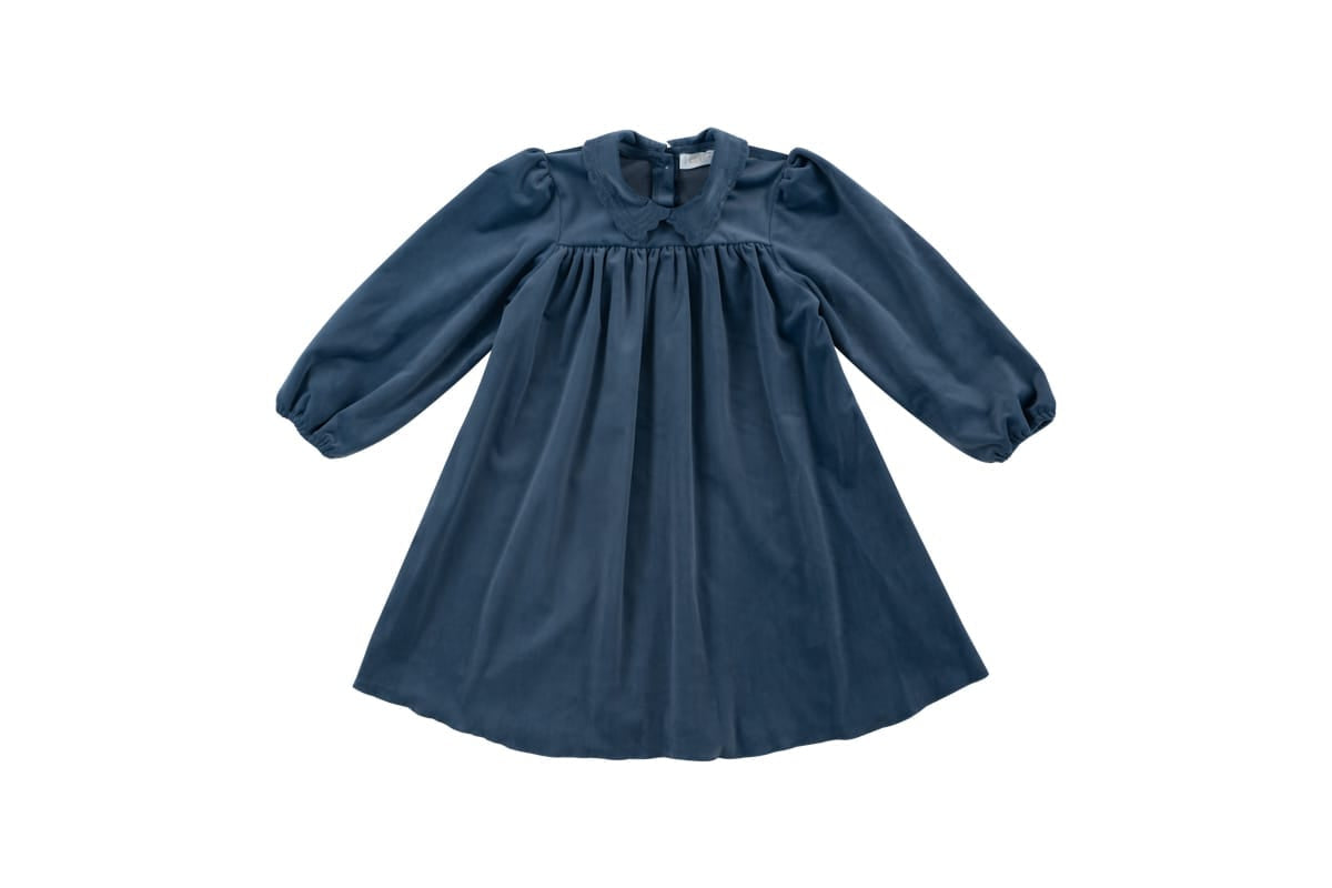 Nola Velvet Dress - Blue