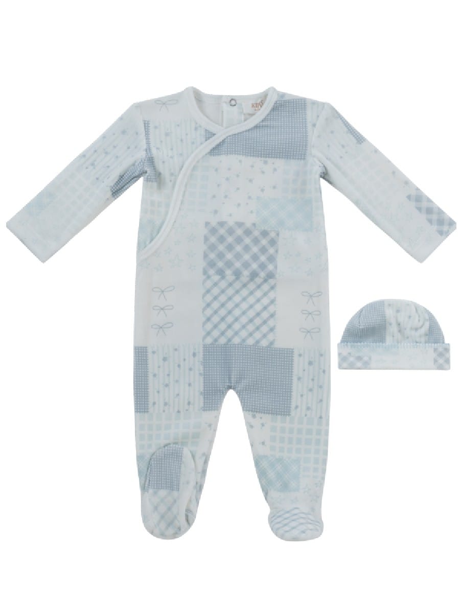 Patchwork Footie & Hat Set - Blue by KIPP™ Collection