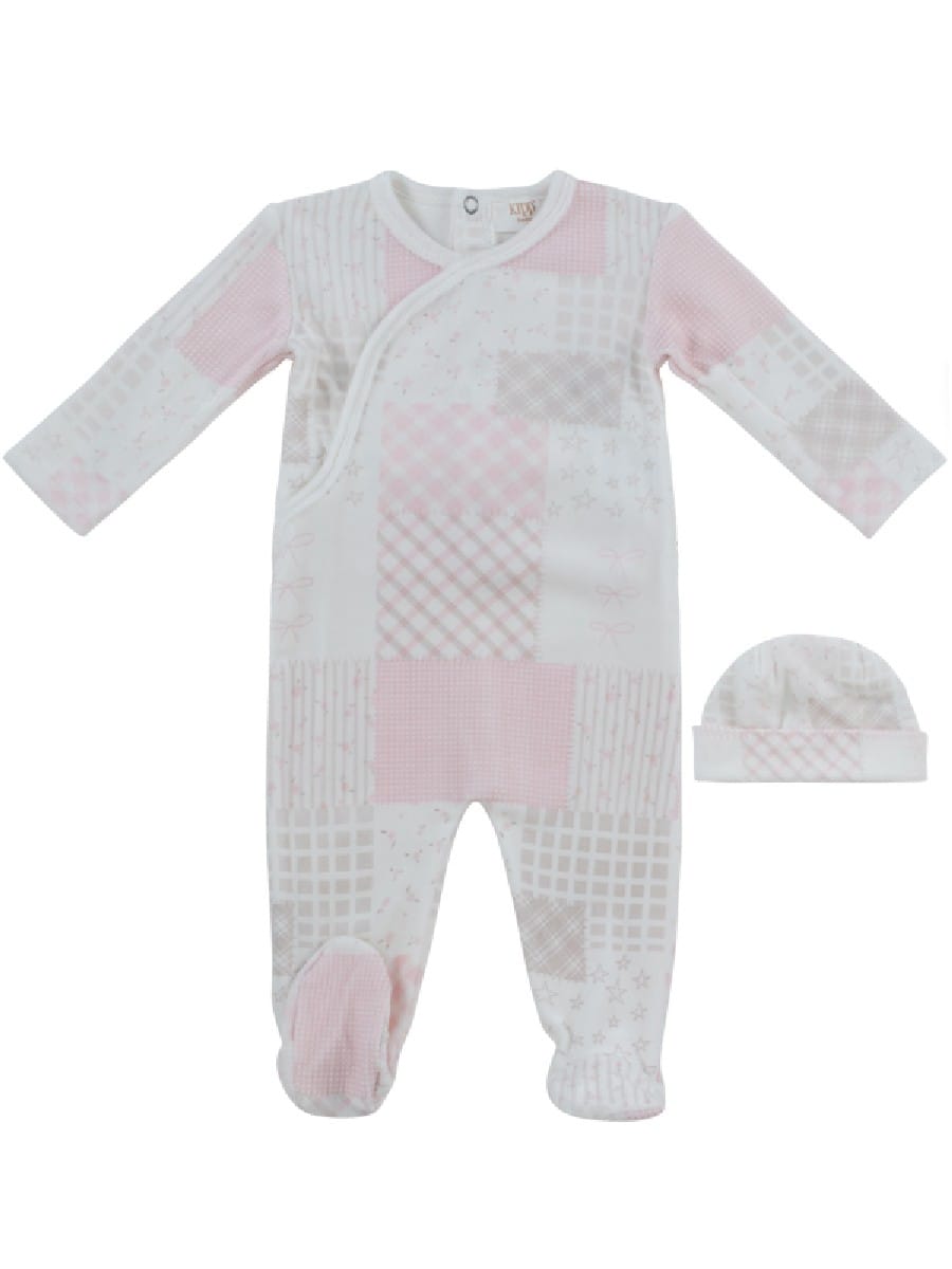 Patchwork Footie & Hat Set - Pink by KIPP™ Collection