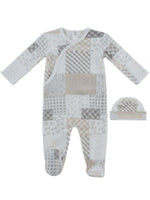 Patchwork Footie & Hat Set - Stone by KIPP™ Collection