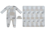 Patchwork Footie, Hat & Blanket Set - Stone by KIPP™ Collection