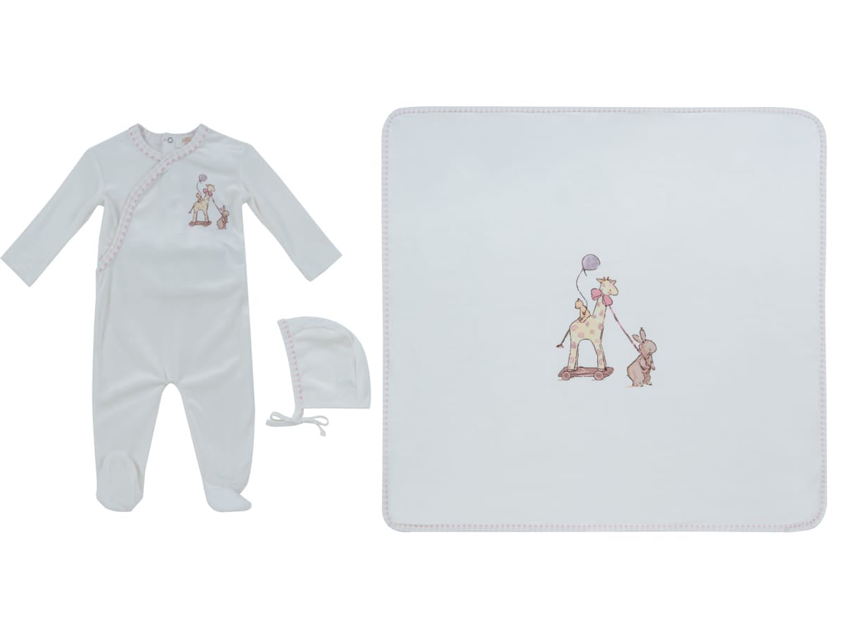 Meadow Friends Footie, Hat & Blanket Set - Pink by KIPP™ Collection