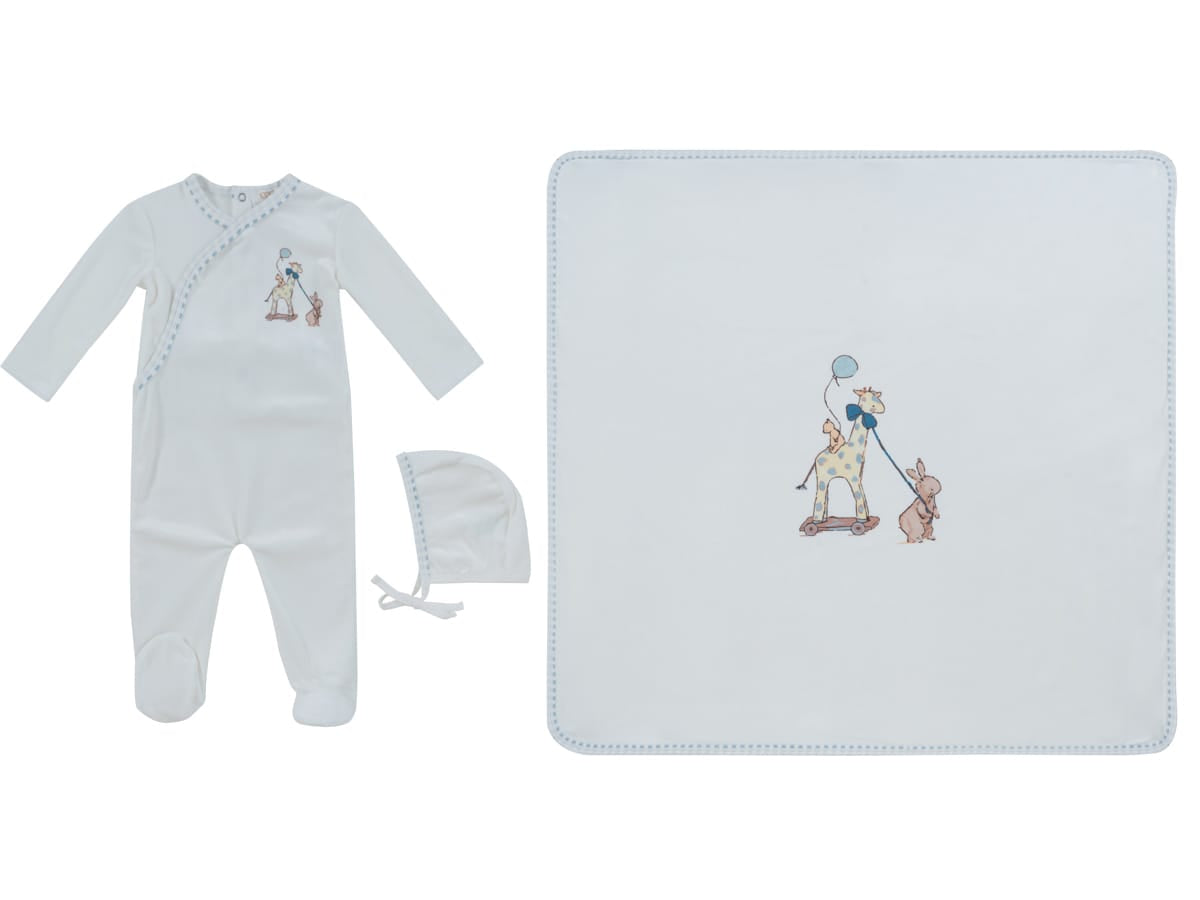 Meadow Friends Footie, Hat & Blanket Set - Blue by KIPP™ Collection