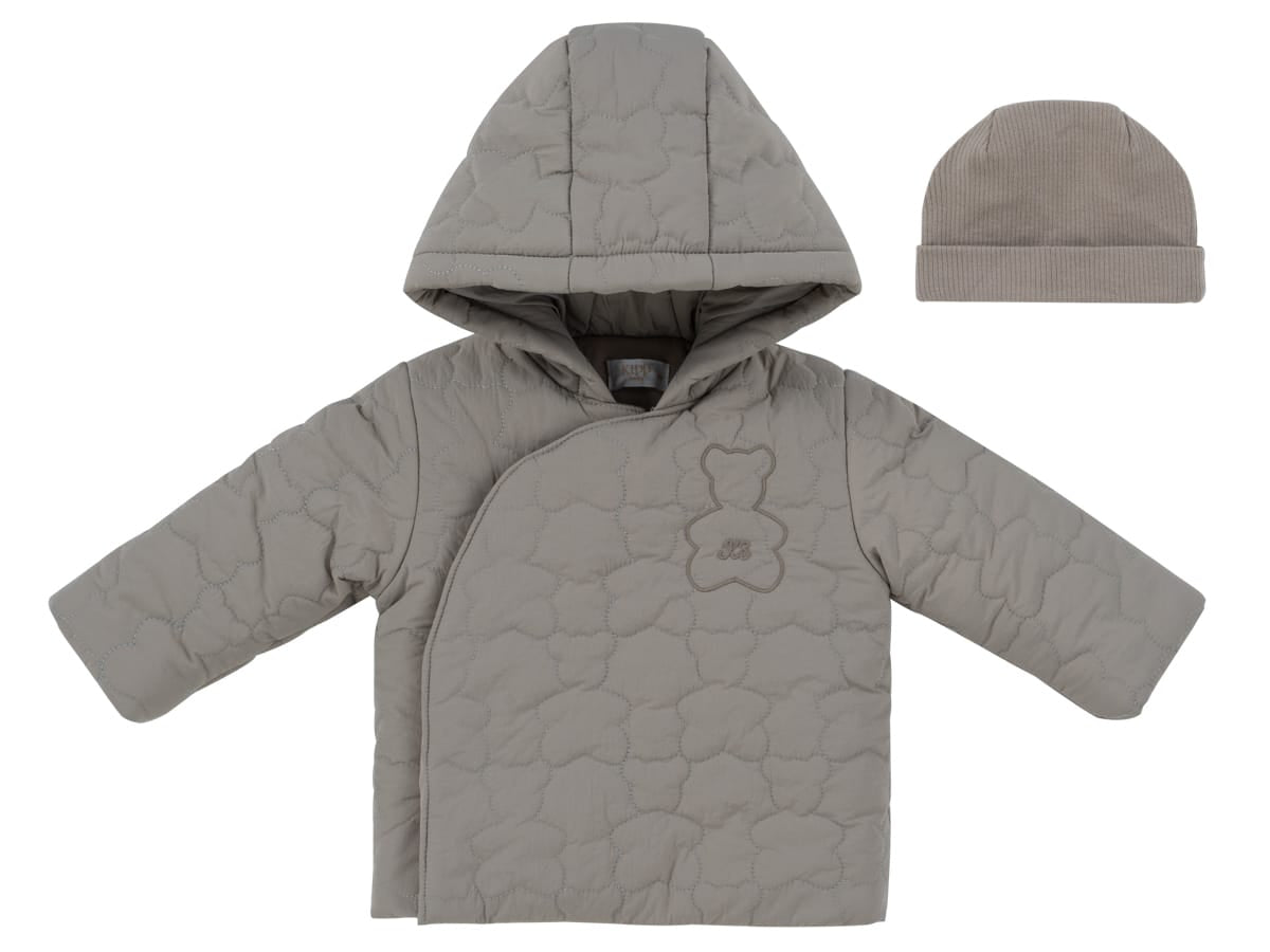 Petit Ours Padded Jacket & Hat - Taupe by KIPP™ Collection