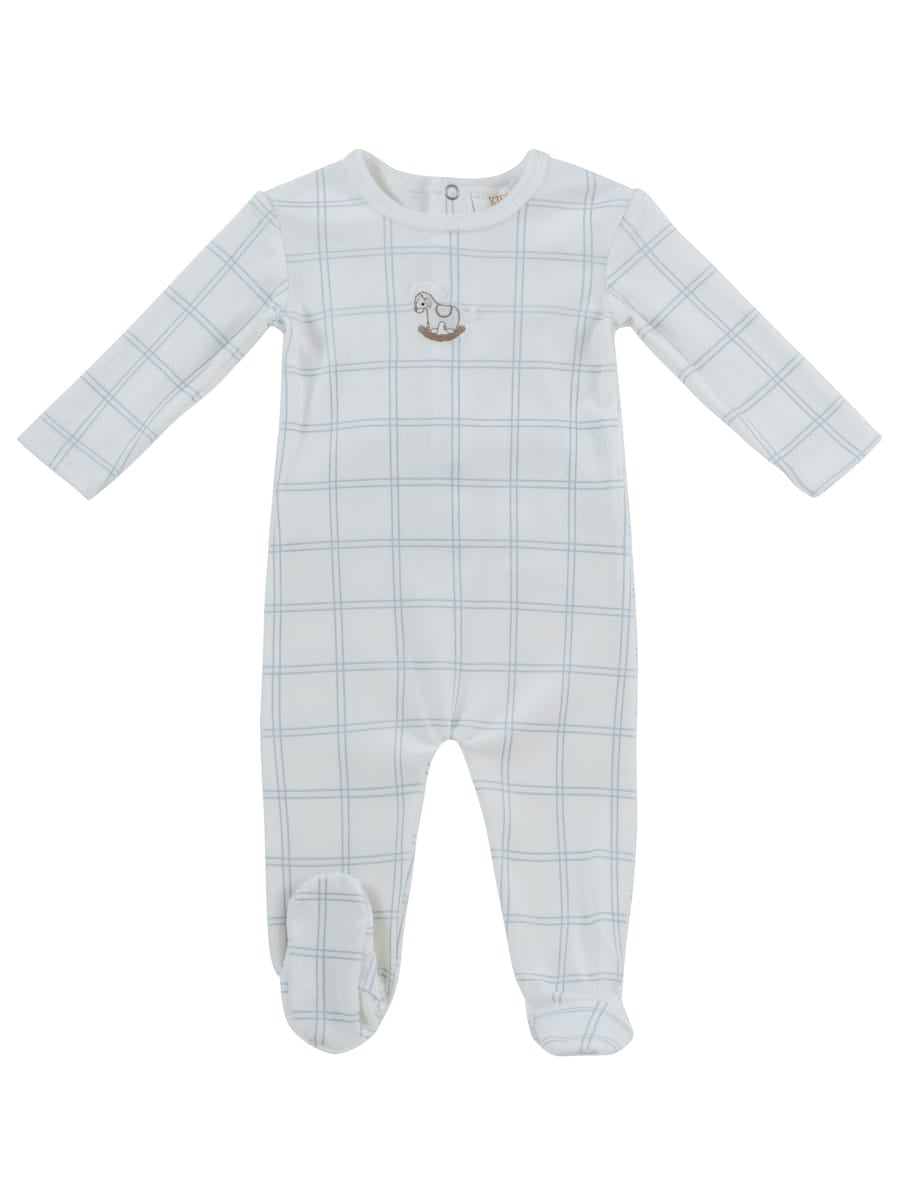 Whinny Plaid Footie - Blue by KIPP™ Collection