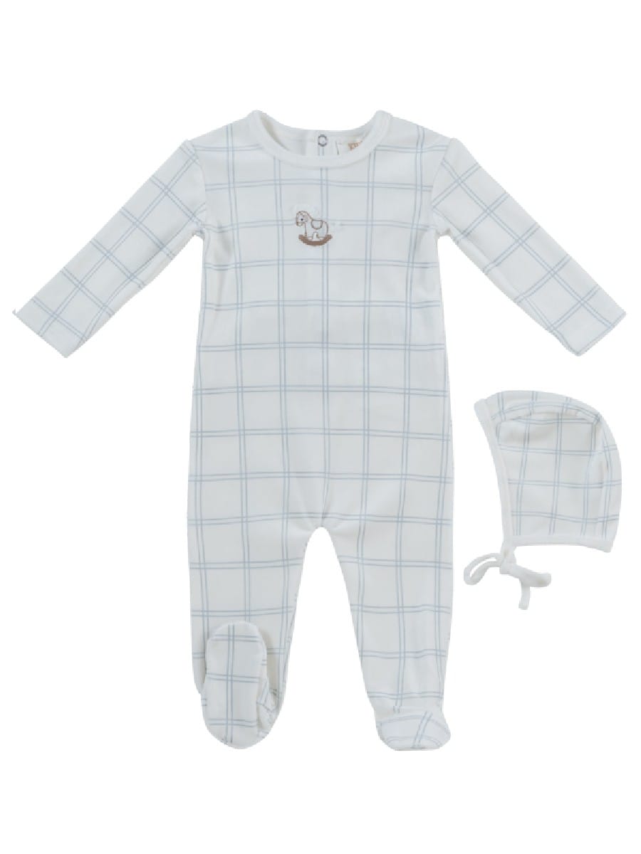 Whinny Plaid Footie & Hat Set - Blue by KIPP™ Collection