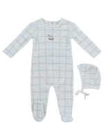 Whinny Plaid Footie & Hat Set - Blue by KIPP™ Collection