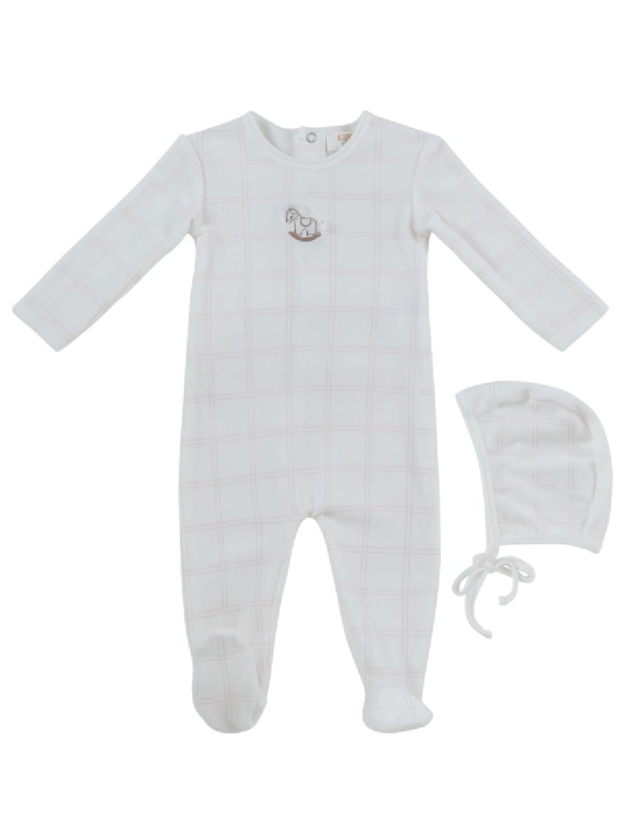 Whinny Plaid Footie & Hat Set - Pink by KIPP™ Collection