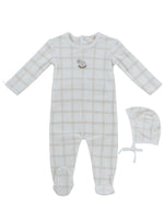 Whinny Plaid Footie & Hat Set - Stone by KIPP™ Collection