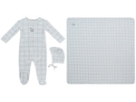 Whinny Plaid Footie, Hat & Blanket Set - Blue by KIPP™ Collection