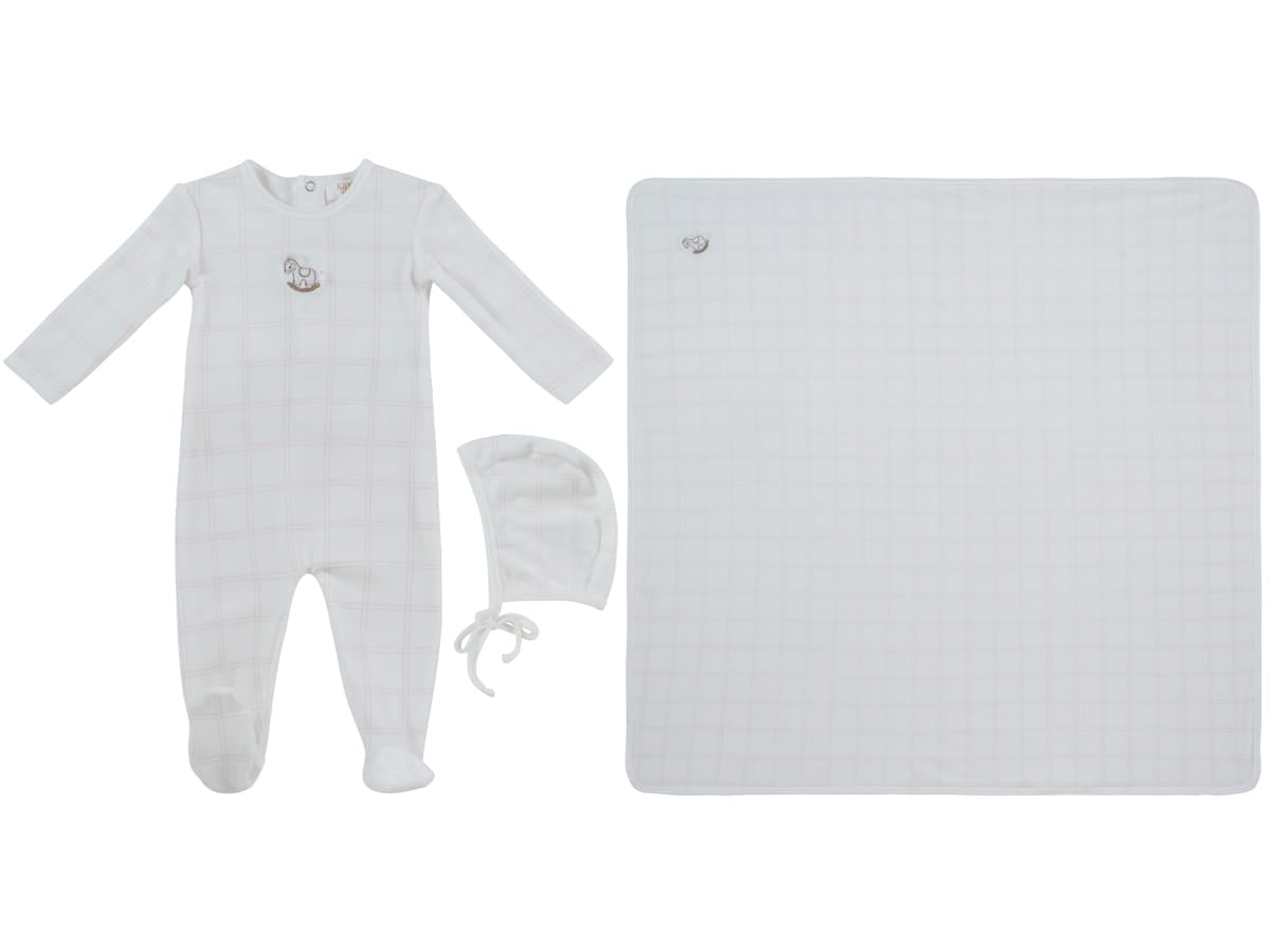 Whinny Plaid Footie, Hat & Blanket Set - Pink by KIPP™ Collection