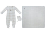 Whinny Plaid Footie, Hat & Blanket Set - Stone by KIPP™ Collection