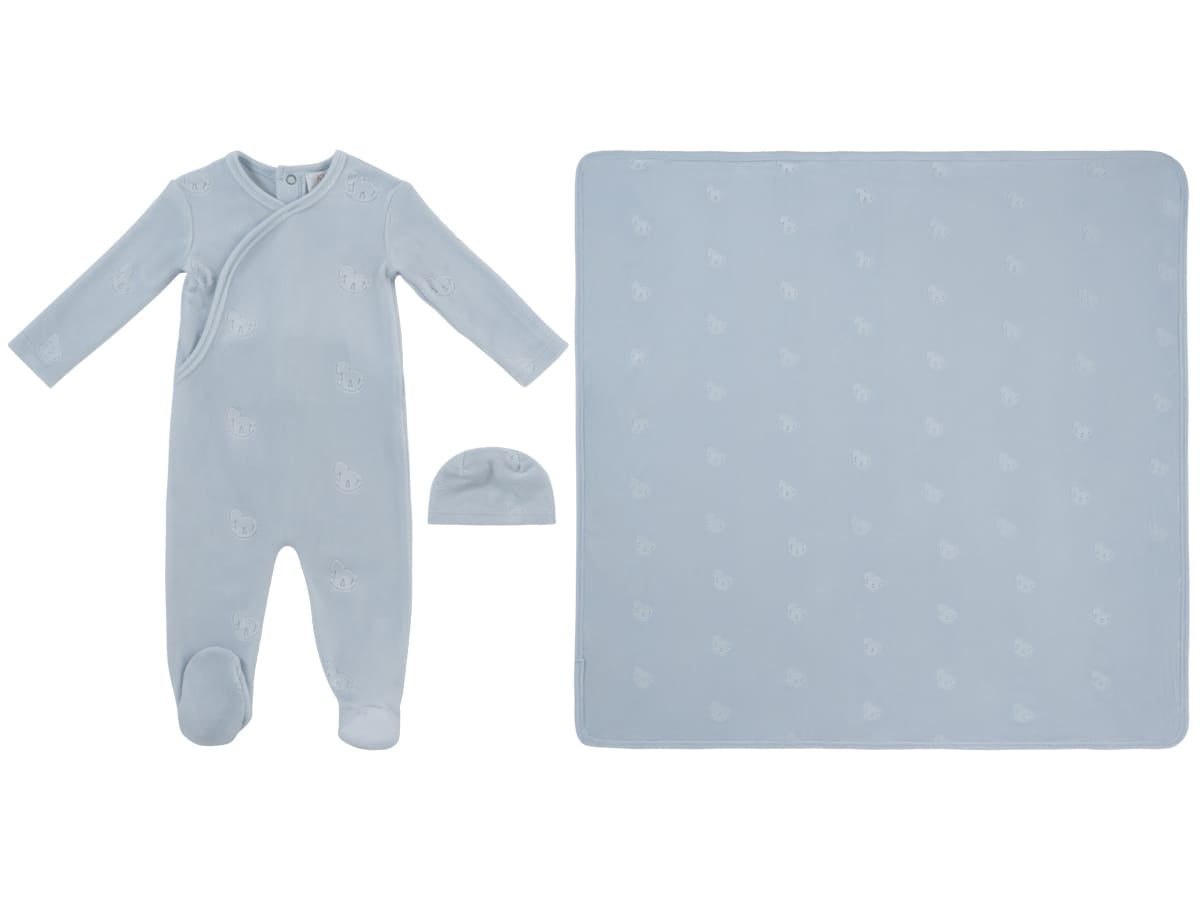 Whinny Wrap Footie, Hat & Blanket Set - Blue by KIPP™ Collection