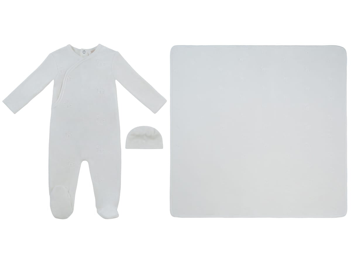 Whinny Wrap Footie, Hat & Blanket Set - White by KIPP™ Collection