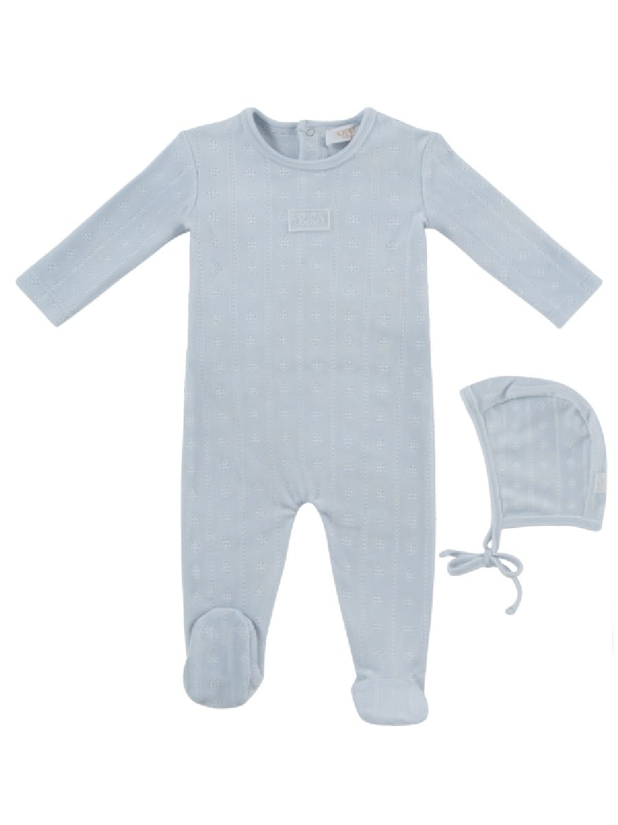 Bebe Pointelle Footie & Hat Set - Blue by KIPP™ Collection