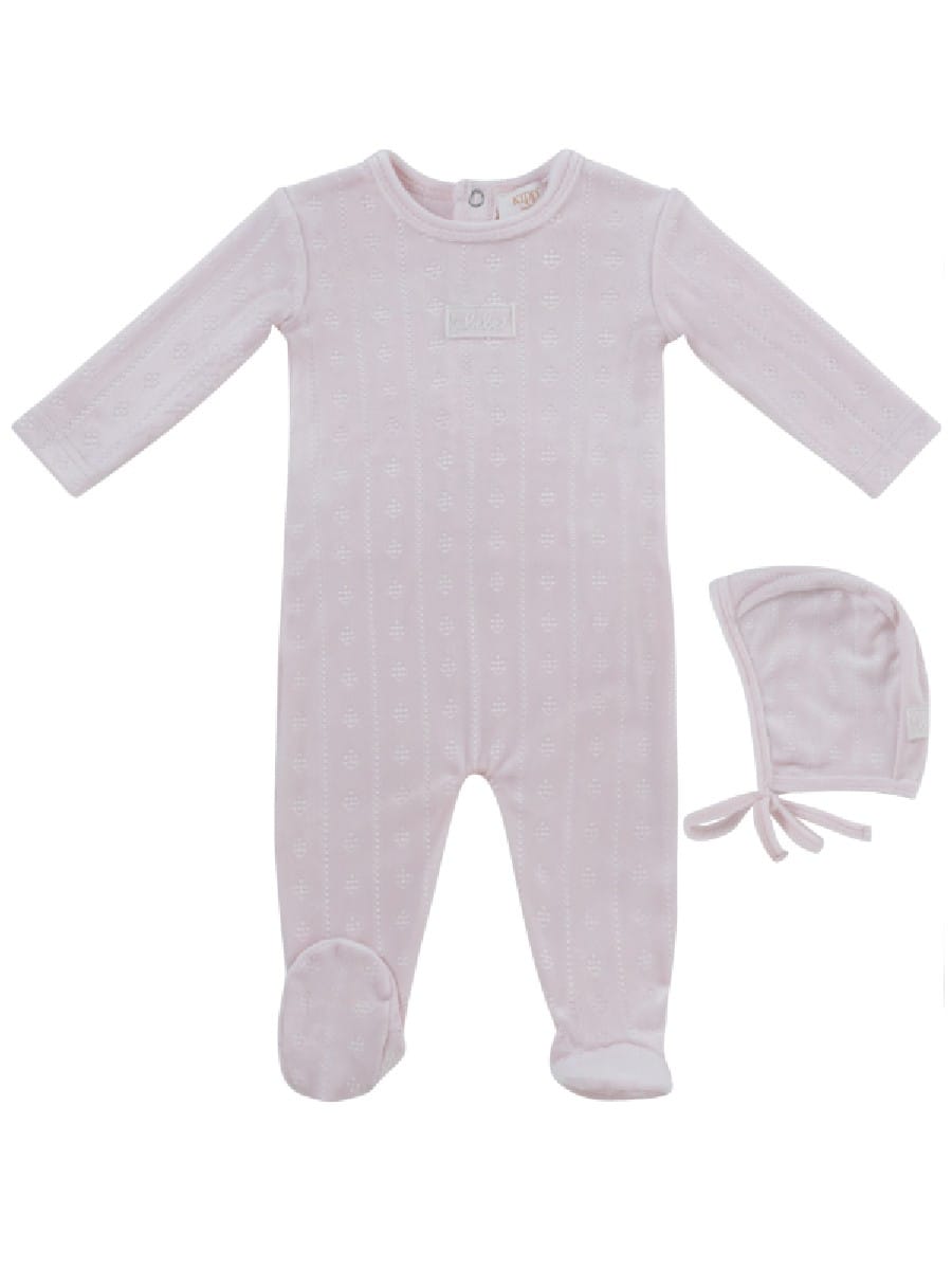 Bebe Pointelle Footie & Hat Set - Pink by KIPP™ Collection