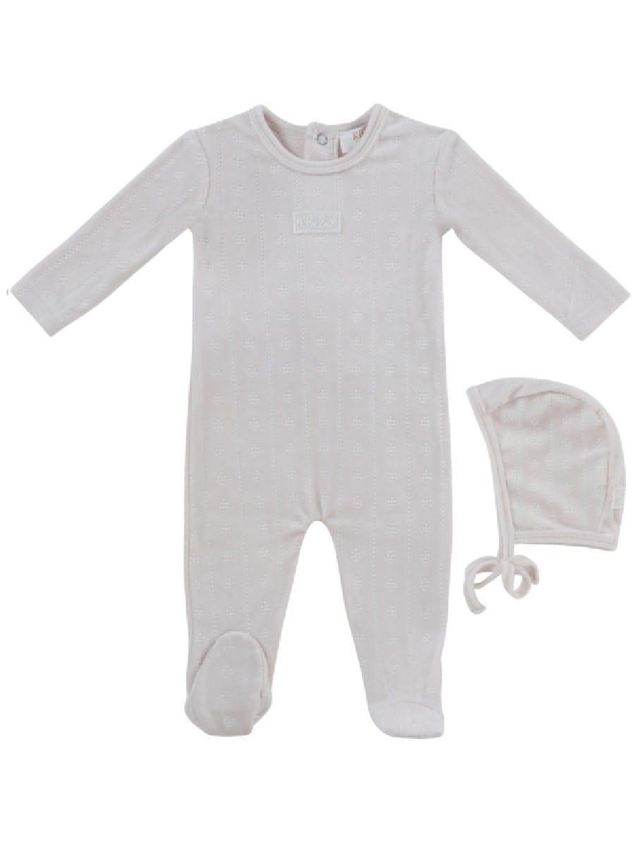 Bebe Pointelle Footie & Hat Set - Natural by KIPP™ Collection