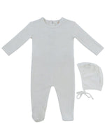 Bebe Pointelle Footie & Hat Set - White by KIPP™ Collection