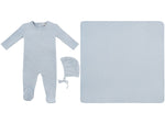 Bebe Pointelle Footie, Hat & Blanket Set - Blue by KIPP™ Collection