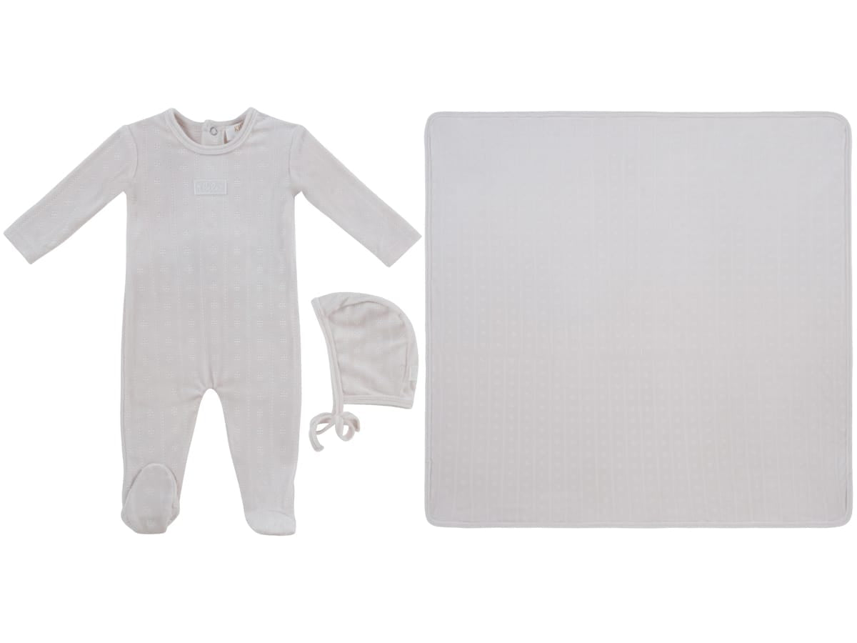 Bebe Pointelle Footie, Hat & Blanket Set - Natural by KIPP™ Collection