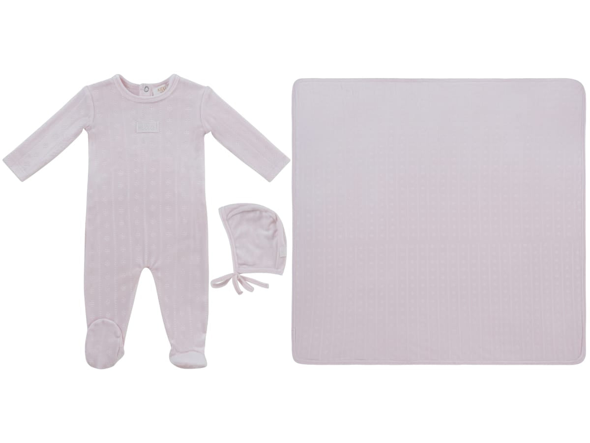 Bebe Pointelle Footie, Hat & Blanket Set - Pink by KIPP™ Collection