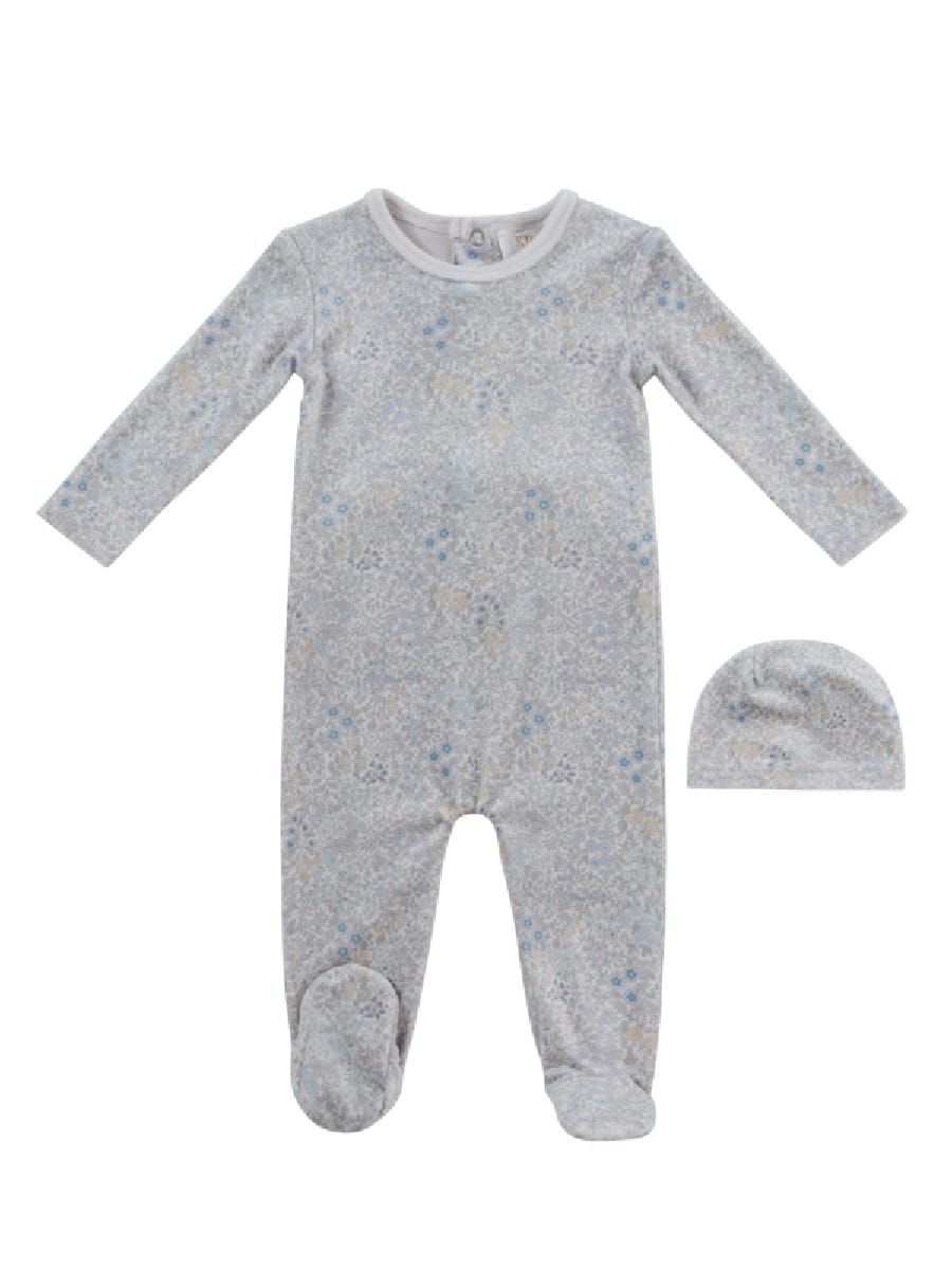 Petite Petal Footie & Hat Set - Blue by KIPP™ Collection
