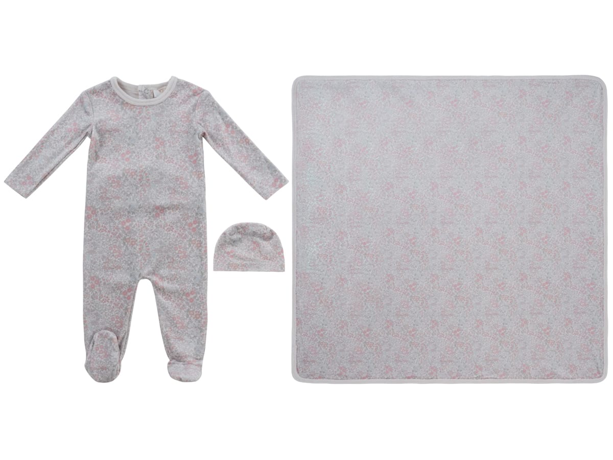 Petite Petal Footie, Hat & Blanket Set - Pink by KIPP™ Collection