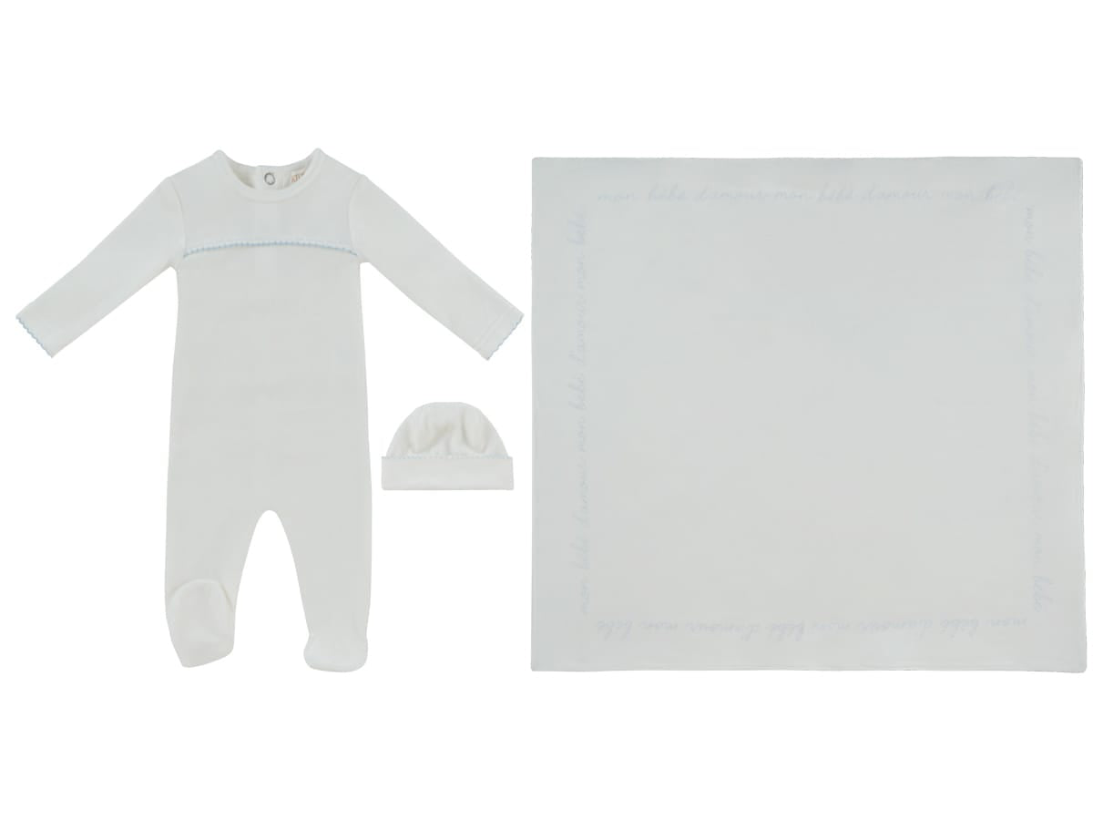 Mon Bebe D'Amour Footie, Hat & Blanket Set - Blue by KIPP™ Collection