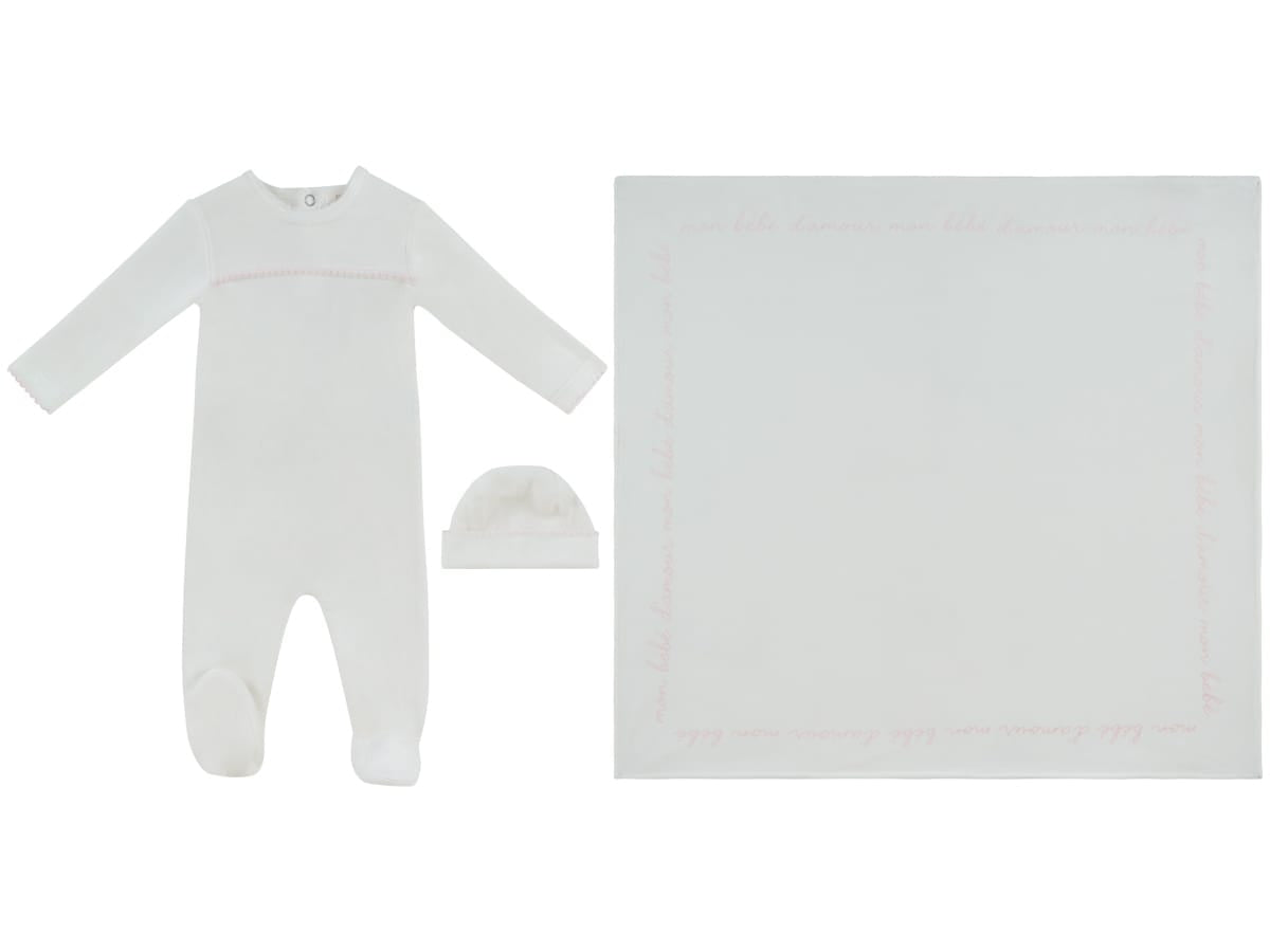 Mon Bebe D'Amour Footie, Hat & Blanket Set - Pink by KIPP™ Collection