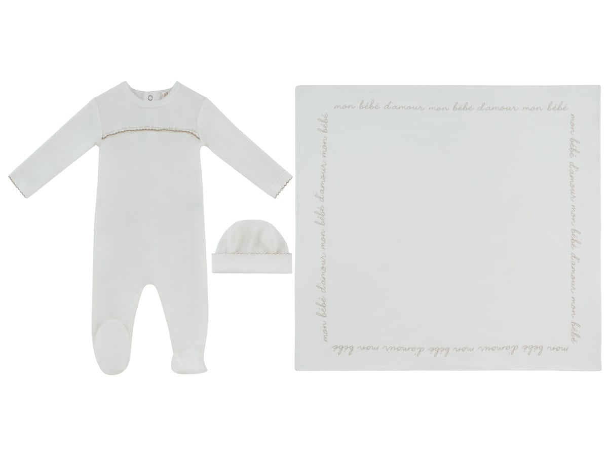 Mon Bebe D'Amour Footie, Hat & Blanket Set - Taupe by KIPP™ Collection