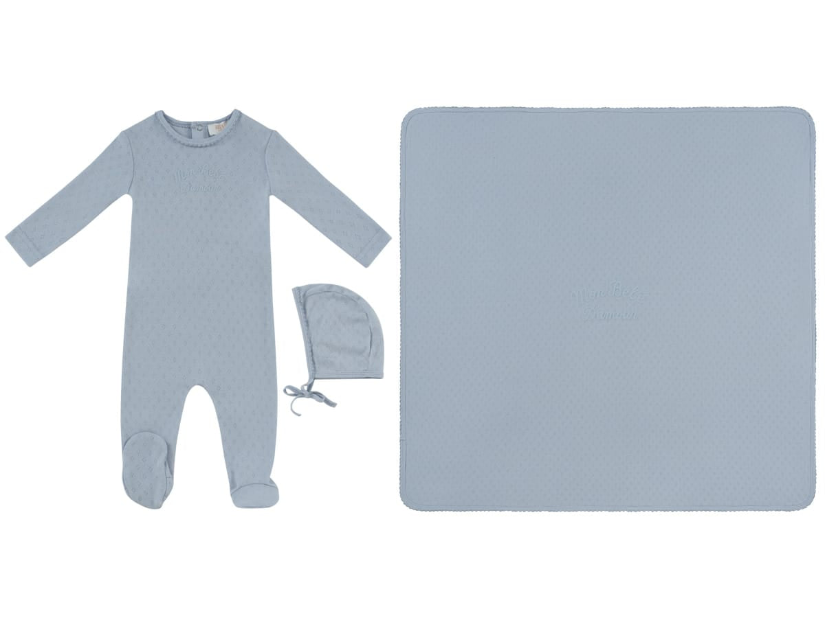 Mon Bebe Footie, Hat & Blanket Set - Blue by KIPP™ Collection