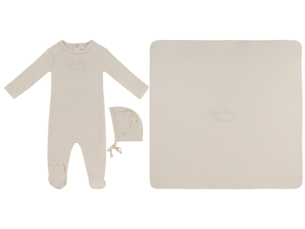 Mon Bebe Footie, Hat & Blanket Set - Natural by KIPP™ Collection