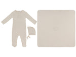 Mon Bebe Footie, Hat & Blanket Set - Natural by KIPP™ Collection