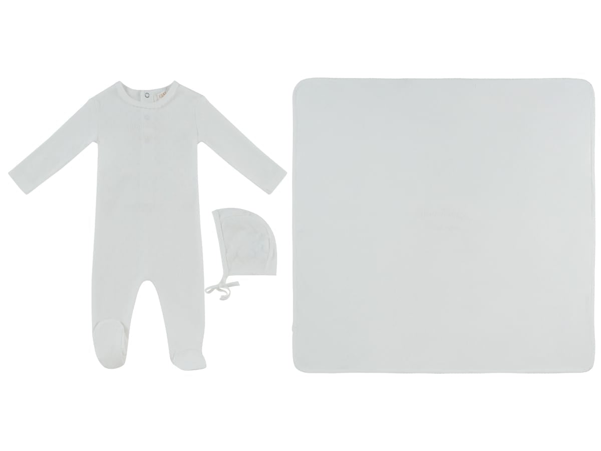 Mon Bebe Footie, Hat & Blanket Set - White by KIPP™ Collection