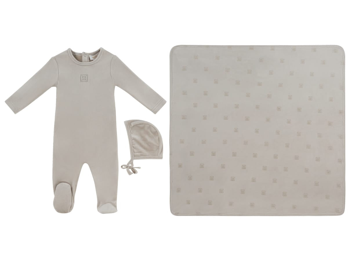 KB Logo Footie, Hat and Blanket Set - Stone by KIPP™ Collection