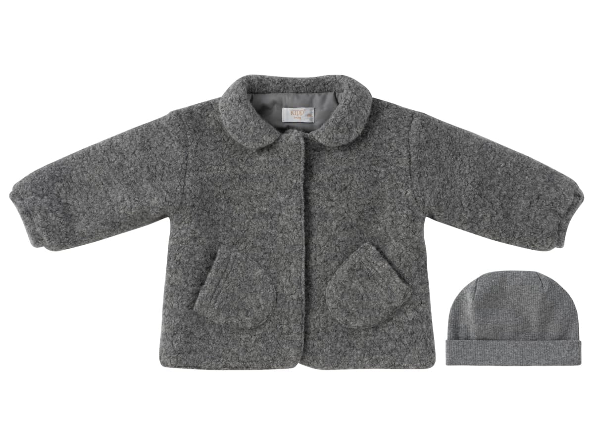 Petite Petal Sherpa Jacket & Hat - Grey by KIPP™ Collection