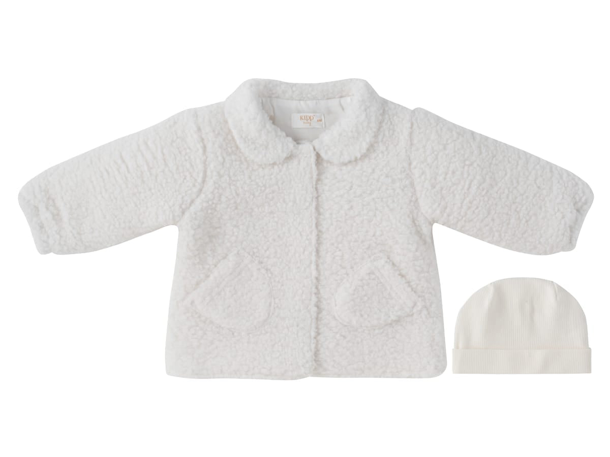 Petite Petal Sherpa Jacket & Hat - White by KIPP™ Collection