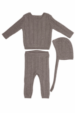 KB Pointelle Knit Set with Hat - Grey by KIPP™ Collection