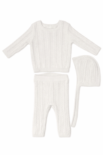 KB Pointelle Knit Set with Hat - White by KIPP™ Collection