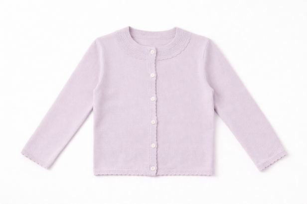 KIPP Collection Womens Cardigan with Soft Knit and Scalloped Edges Lavender